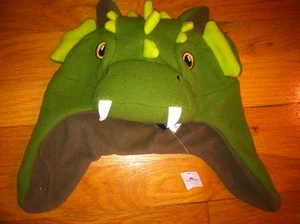 GAP BOY'S PRO FLEECE GREEN TRAPPER DRAGON DINOSAUR HAT $18.95 SIZE XS/S BNWT - Picture 1 of 1