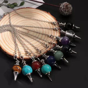 10pcs Mixed Natural Stone Ball Pendulum Pendants Prism Magic Wand Reiki Healing - Picture 1 of 12