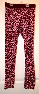 EUC JUICY COUTURE GIRLS ANIMAL PRINT PINK BURGUNDY VELOUR PANTS SIZE 10 - Picture 1 of 5