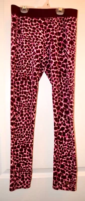 EUC JUICY COUTURE GIRLS ANIMAL PRINT PINK BURGUNDY VELOUR PANTS SIZE 10 - Image 1 of 4