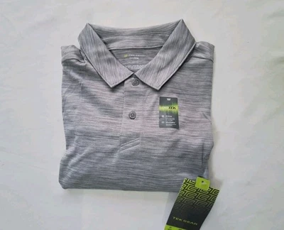 Tek Gear Dry Tek Mens Polo Shirt Gray Size M  Short Sleeve Stretch Polyester New - Image 1 of 4