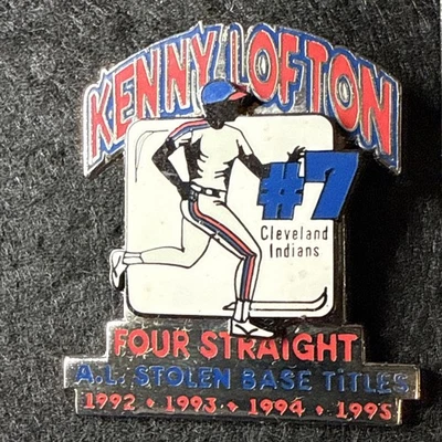 Cleveland Indians Kenny Lofton Four Stolen Base Titles - Lim Ed Lapel Pin #331 - Image 1 of 4