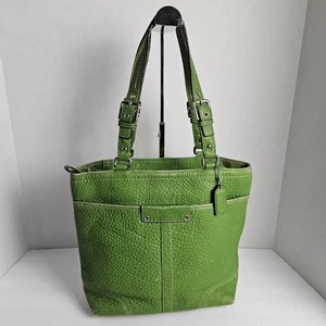Coach Hamilton Pebbled Leather (Project) Tote Bag Green F13089 AS IS - Picture 1 of 23