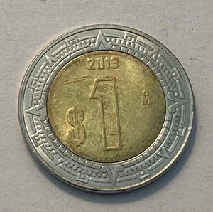 2013 Uno (1) Peso - Mexican Coin - Stainless Steel Outer & Aluminum/Bronze Inner - Picture 1 of 2