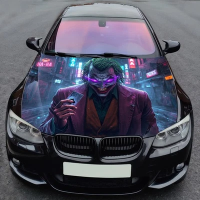 Car Hood Wrap Vinyl Decal Joker Villain Graphic Custom Size Made to Fit - Image 1 of 4