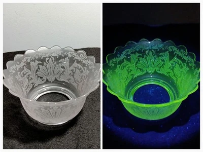 Abajur antigo de vidro manganês gravado a gás abajur 4" x 4" x 7 1/4" - Imagem 1 de 4