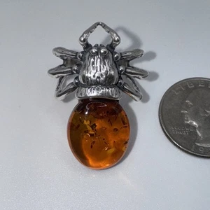 Sterling Silber Baltischer Bernstein Spinne Ring Gr. 7,75 verstellbar - Bild 1 von 6