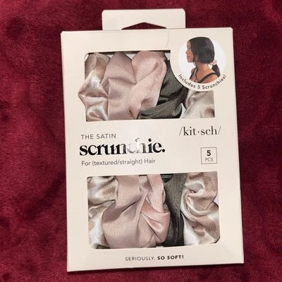 Kitsch The Satin Scrunchie para cabello texturizado/liso paquete de 5 quilates colores surtidos Foto 1 de 3