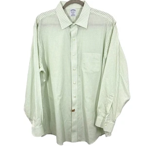 Brooks Brothers Regent Fit 17-34 Green Gingham Check Non-Iron Shirt - Picture 1 of 7