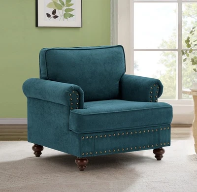 Modern Sofa for Living Room,38"Green Chenille Sofa Couch, Sectional Love Seat So - Image 1 of 4