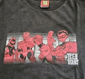 Vintage 90s Teen Titans Superhero Box Logo T Shirt Cartoon Network Size Large - Picture 1 of 4