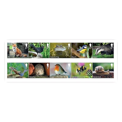 GB 2025 SC GARDEN WILDLIFE 2 HZ STRIPS OF 5 MULTI 2nd (5) & 1st (5) MNH OG VF - Image 1 of 4