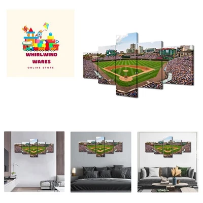 Wrigley Field in Chicago Wall Art Painting on Canvas Chicago Cubs Baseball Be... - Image 1 of 4