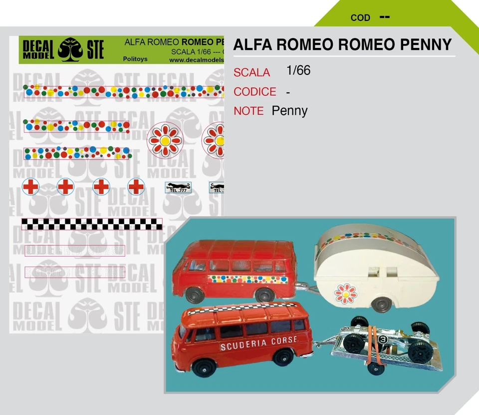 ALFA ROMEO ROMEO F12 - POLITOYS SERIE PENNY - DECAL - 1/66 - Immagine 1 di 1