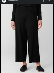 Eileen Fisher schwarz Cropped weites Bein Pull-On Hose Medium - Bild 1 von 7