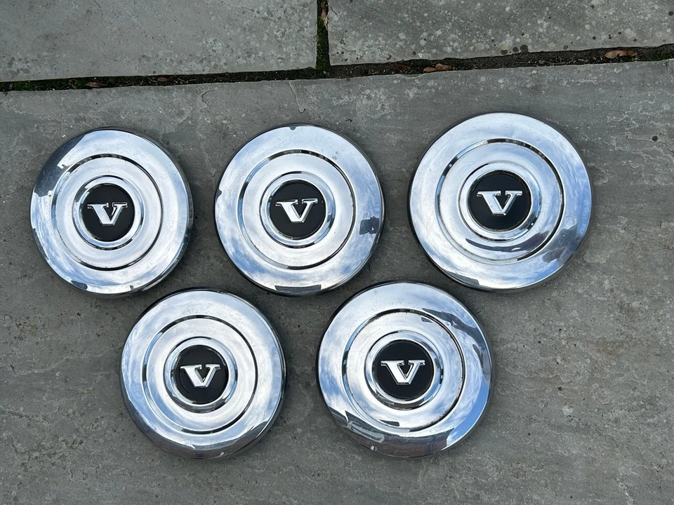 5 x Vintage Stainless Steel Volvo Hub Caps 240 260 740 760 - Image 1 of 4