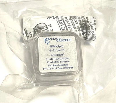 Castech BBO SHG 1600-2300nm a 800-1150nm Ø25,4mm SELLADO Foto 1 de 4