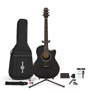 Roundback Acoustic Guitar Complete Player Pack by Gear4music Black - Picture 1 of 6