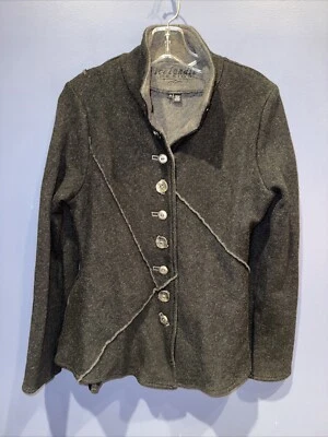 Chaqueta de Lana Pequeña Islandesa Gruesa Gris 100% Lana Abotonada Bolsillos con Cremallera Foto 1 de 4