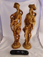 Pair V Large Oriental Chinese Resin Figurines Height 18"/19" 