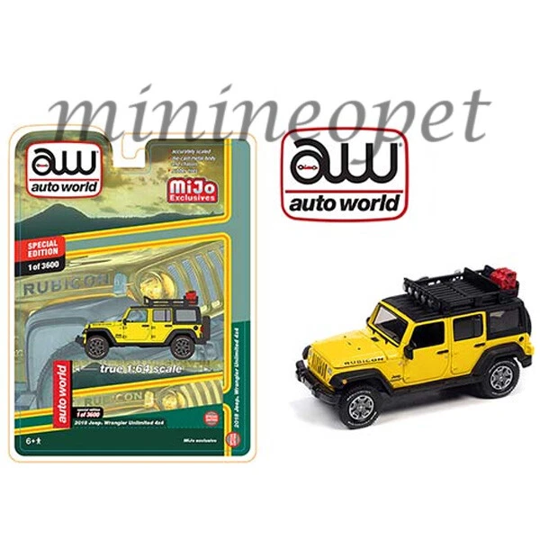 AUTOWORLD CP7752 2018 JEEP WRANGLER RUBICON UNLIMITED 1/64 with ROOF RACK YELLOW - Image 1 of 1