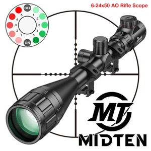 6-24x50 AO Optical Rifle Scope R&G illuminated Mil-Dot Reticle w/11mm Rail Mount - Picture 1 of 12