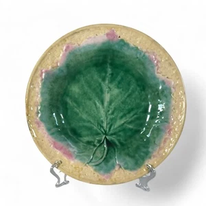 Circa 1880s Etruscan Majolica Plate Maple Leaf & Basket - Picture 1 of 4