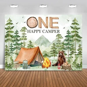 One Happy Camper Backdrop 7x5ft Forest Camping Boys' 1st Birthday Background ... - Picture 1 of 7