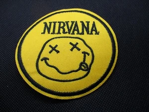 Nirvana gelb rund Rock Band bestickt Bügelbild 3,25" Durchmesser - Bild 1 von 1