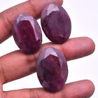 3 Pcs Natural African Ruby Oval Faceted Cut 31Mm-33Mm Huge Loose Gemstones Lot