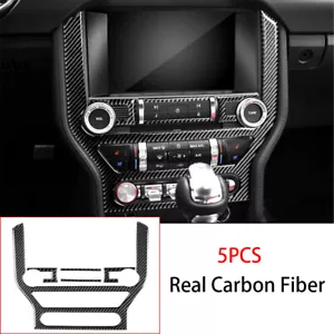 5*Carbon Fiber Central Control CD Panel Decorative Trim For Ford Mustang 2015-19 - Foto 1 di 12