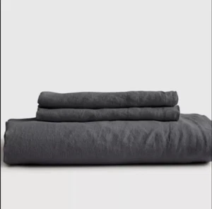 Quince 100% Linen Charcoal Fitted Sheet & 2 Pillowcases! King (414) - Picture 1 of 10