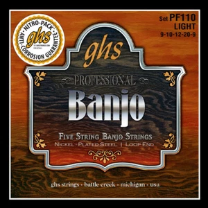Cuerdas de banjo de 5 cuerdas de acero niquelado GHS PF110 - luz - extremo de bucle - Imagen 1 de 1