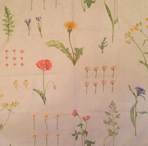 OSBORNE & LITTLE Marlbury Downs Botanical Floral Blue Cotton Remnant New - Picture 1 of 1