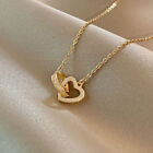 Sweet Shiny Zircon Love Heart Clasp Pendant Necklace Light Luxury Clavicle C.cf