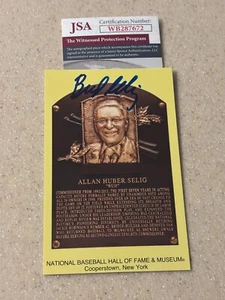 Bud Selig signed HOF plaque postcard * JSA * - Picture 1 of 1