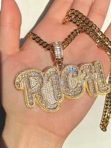 "RICH" Bling Pendant - Sparkling Stones, Hypoallergenic, Luxe Jewelry, Gift Idea - Picture 1 of 7