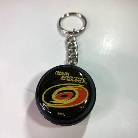 vintage Inglasco Carolina Hurricanes NHL Mini Hockey Puck Keychain Cover