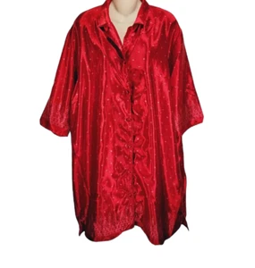 Vintage Bed of Roses Satin Button Up Nightgown XL Red Womens Lingerie - Picture 1 of 6