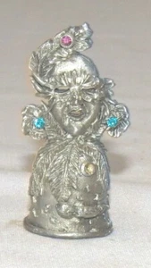CCI Pewter Mardi Gras Mask Thimble with Two Crystals Vintage 2 inches 4644 - Picture 1 of 3