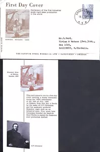 SUECIA 1958 - CENTENARIO DE LA INDUSTRIA SIDERÚRGICA SUECA. FDC. Cubierta a Rodesia - Imagen 1 de 1