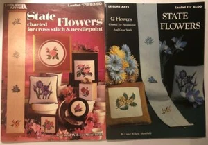 vintage LOT of 2 STATE FLOWERS booklets~charted cross stitch & needlepoint - Picture 1 of 1