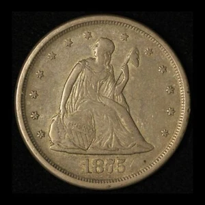 1875-S 20c Seated Liberty Silver Twenty Cent Piece - Free Shipping USA - Picture 1 of 3