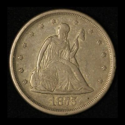 1875-S 20c Seated Liberty Silver Twenty Cent Piece - Free Shipping USA - Image 1 of 3