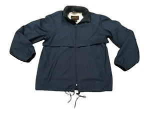 Vintage Blue EDDIE BAUER Vented Jacket Hideaway Hood Mesh Liner Hiking Medium - Picture 1 of 10