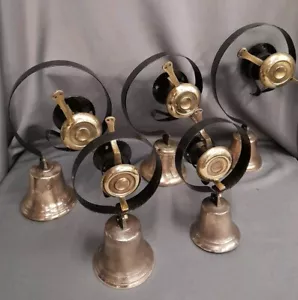 Set of 5 antique vintage Butler Servants Maid House Shop brass bells bell pulls - Picture 1 of 12