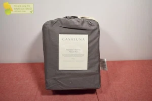 Casaluna 500 Thread Count Washed Supima Sateen Solid Sheet Set Dark Gray Full* - Picture 1 of 5