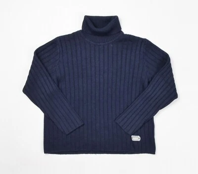 Vintage Diesel Men's Y2K Ribbed Turtleneck Wool Blend Navy Sweater Size M - Image 1 of 4