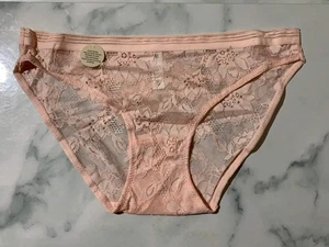 Women's Flower Embroidered Pink Lace Lingerie Briefs Low-Rise - Imagen 1 de 6