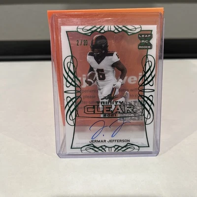 2021 Leaf Trinity Clear Platinum Green Foil /25 Jermar Jefferson Rookie Auto RC - Image 1 of 2